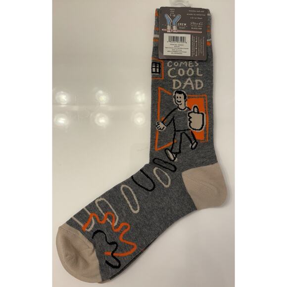 Sock Blue Q Crew Men Women Here Comes Cool Dad Father High Five Daddy NWT - Picture 5 of 7